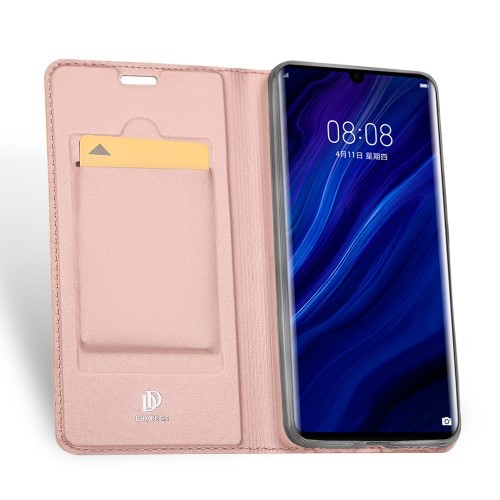 Huawei P30 Slimbook Etui med 1 kortlomme Rosegull
