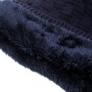 Strikkelue m/bluetooth headset Grid Mørk Blå - med fleece invendig thumbnail