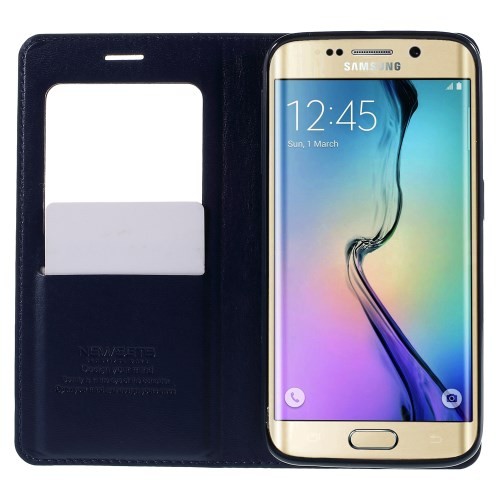 Slimbook Etui m/displayvindu for Galaxy S6 Edge Mercury Mørk Blå