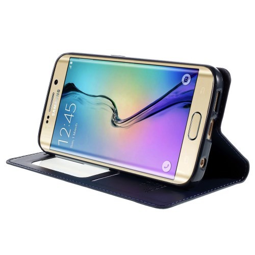Slimbook Etui m/displayvindu for Galaxy S6 Edge Mercury Mørk Blå