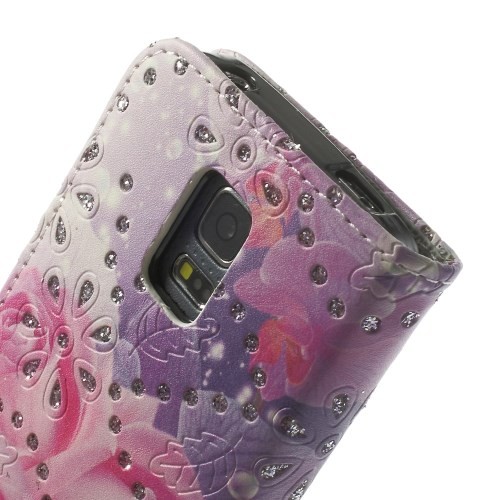 Etui for Galaxy S5 Mini m/kortlommer Glitter Roser