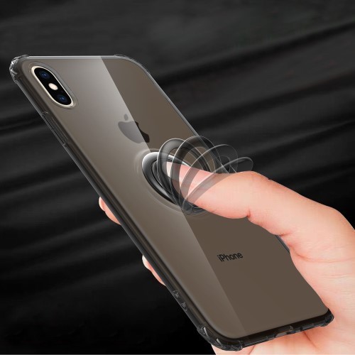 iPhone XS Max 6,5" Deksel m/ metallplate Svart
