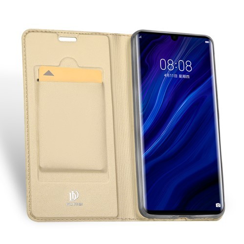 Huawei P30 Pro Slimbook Etui med 1 kortlomme Gullfarget