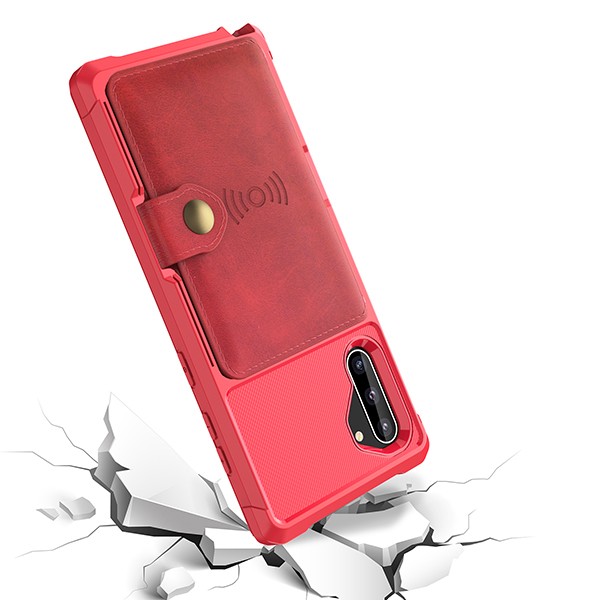 Galaxy Note 10+ (Pluss) Deksel Armor Wallet Rød