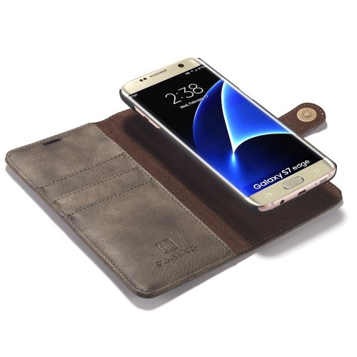 Galaxy S7 Edge 2i1 Etui for Galaxy S7 m/3 kortlommer Classic Kaffebrun