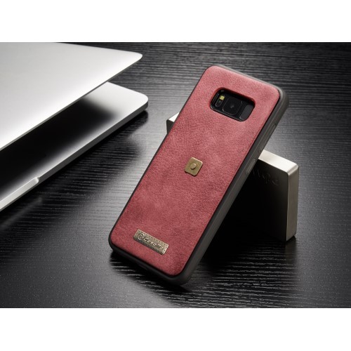 Galaxy S8 2i1 Etui m/4 kortlommer & nøkkelknippe Rød