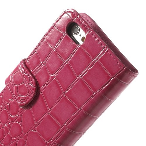 Etui for iPhone 6 Croco m/kortlommer Rosa