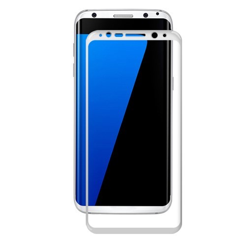 Heldekkende Skjermbeskytter av herdet glass for Galaxy S8+ (Pluss) Hvit Ramme