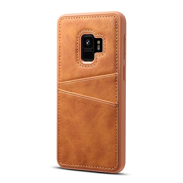 Galaxy S9 Deksel m/ 2 kortlommer LuxPocket Ingefærbrun