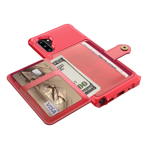 Galaxy Note 10+ (Pluss) Deksel Armor Wallet Rød