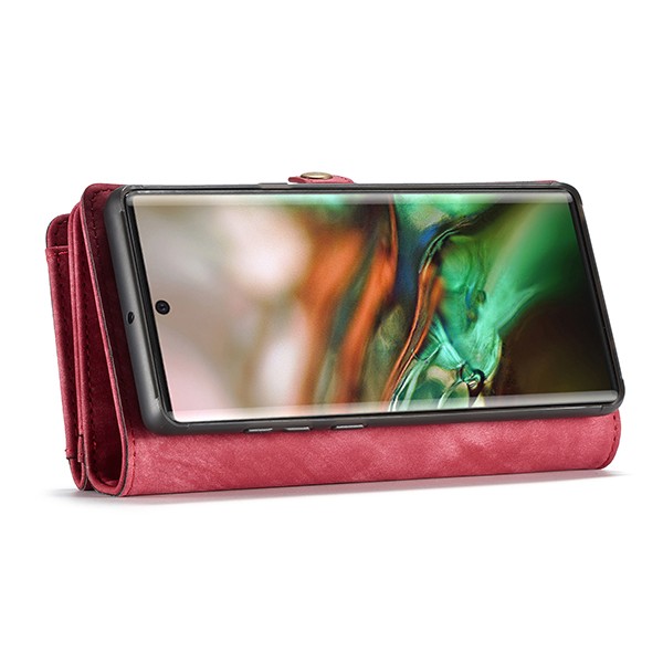 Galaxy Note 10 2i1 Etui m/multikortlommer av lær Rød