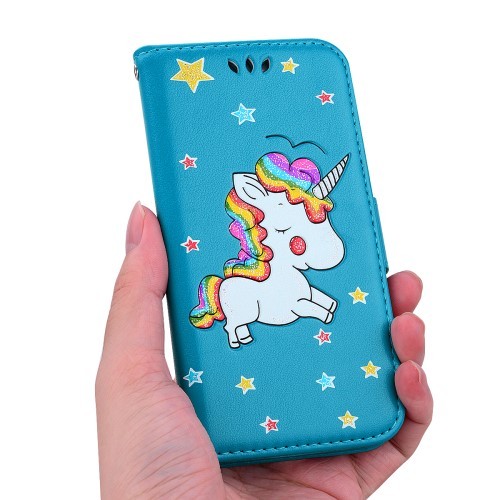 iPhone 5/ 5s/ SE Lommebok Etui Unicorn Blå