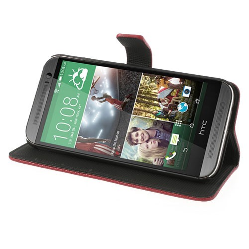 Lommebok Etui HTC One (M8) Classic Rød