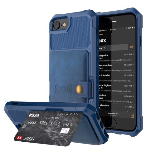 iPhone 6 Pluss / 7 Pluss / 8 Pluss Deksel Armor Wallet Midnattsblå