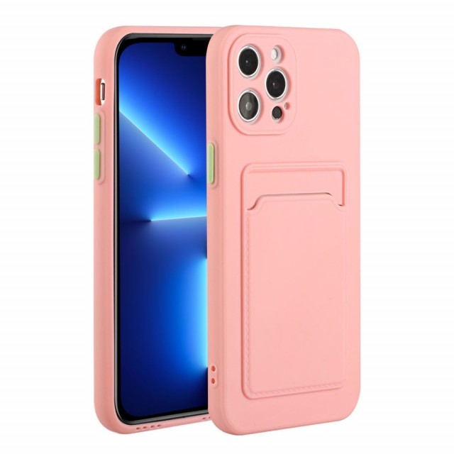 iPhone 13 Pro Max 6,7 Deksel SoftCase m/ Kortlomme Rosa