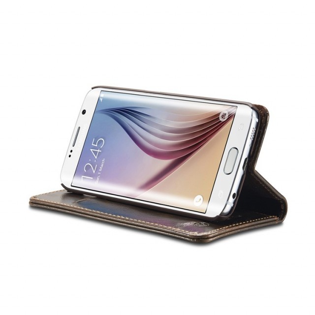 Galaxy S6 Edge Klassisk Etui m/1 kortlomme Brun