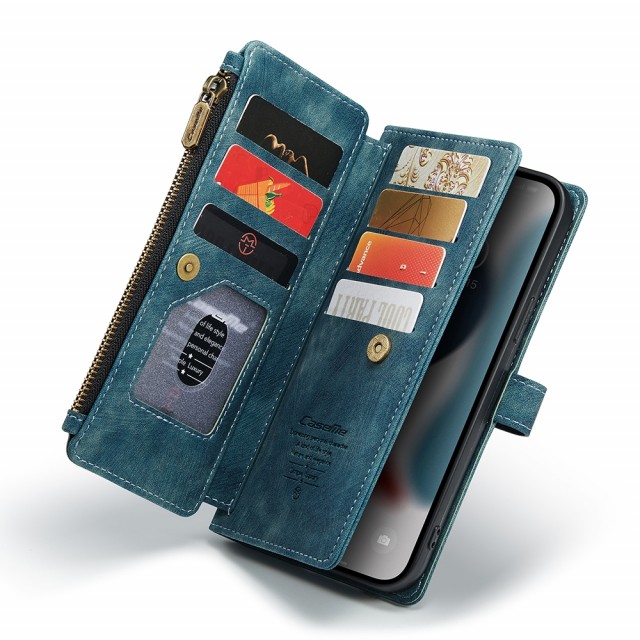 iPhone Lommebok Etui m/ 10 kortlommer Petroleumblå