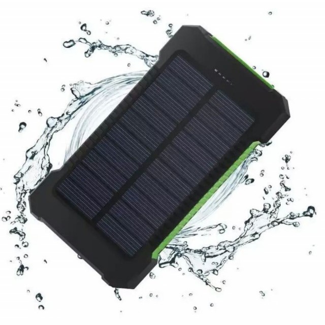 Solcelle Strømbank 10000mAh for Smartelefoner Grønn