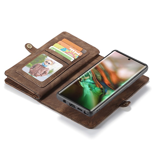 Galaxy Note 10 2i1 Etui m/multikortlommer av lær Kaffebrun