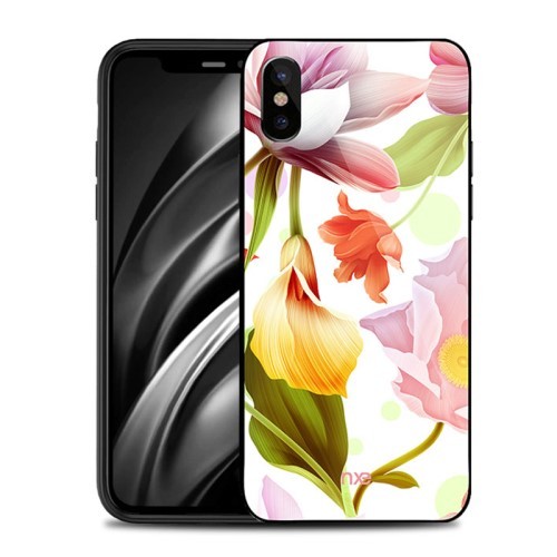 iPhone Xs/X 5,8 Deksel Flower Pink/Yellow/Red