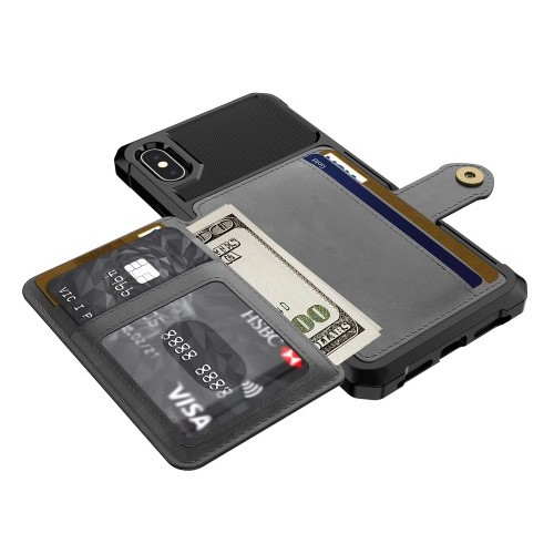 iPhone Xs Max Deksel Armor Wallet Svart
